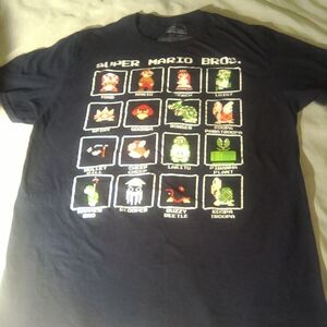 Super Mario Bros Size Large Blue Men's Graphic T-shirt